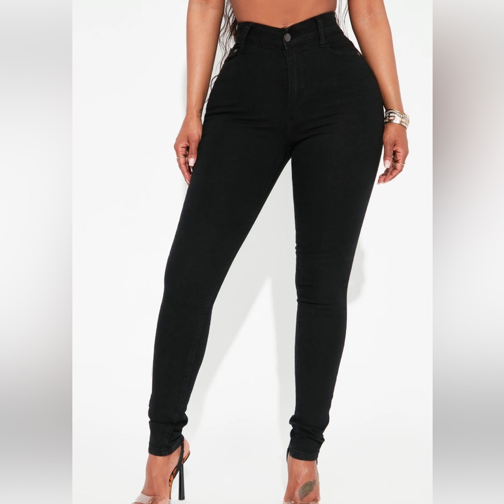 High Waist Black Denim Jeans, Size: 3/4